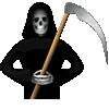 A laughing grim reaper.